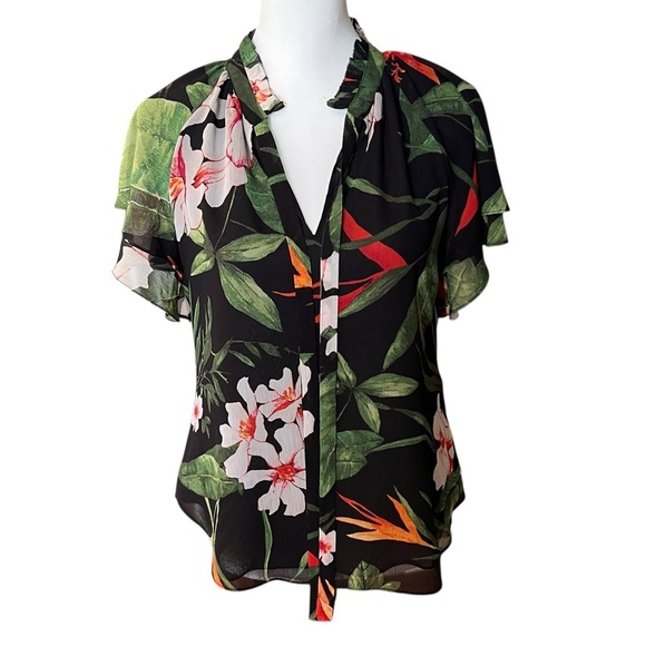 Lauren Ralph Lauren Tops - Ralph Lauren tropical Floral Black Blouse SZ S